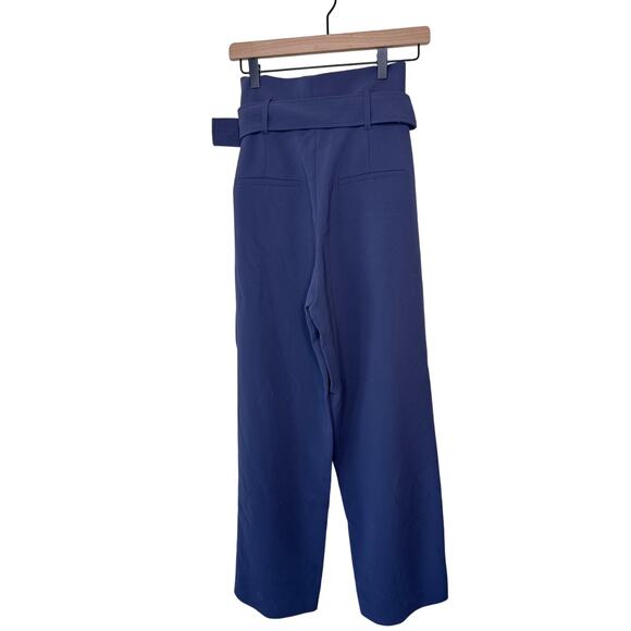 BABATON Power Pant High Waisted Belted Paper Bag Dress Pant Dive Blue Size 2 - Picture 8 of 13